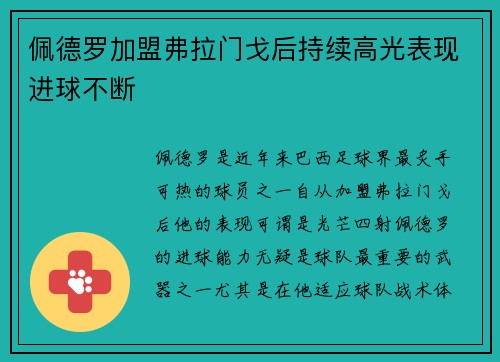佩德罗加盟弗拉门戈后持续高光表现进球不断